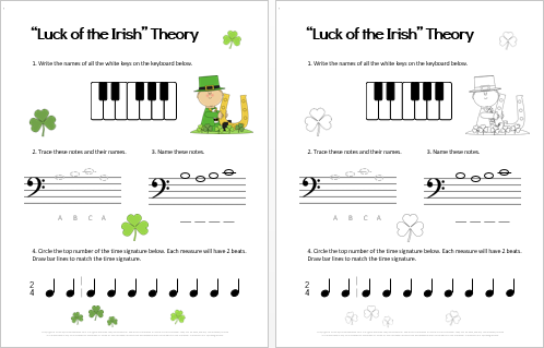 St-Patricks-Day-group-piano-theory-worksheet-for-beginners